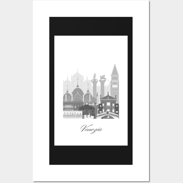 Venice, Italy, map skyline - 05 style Wall Art by GreenGreenDream